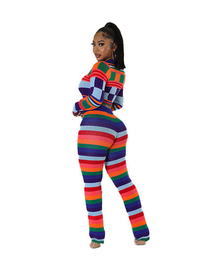 Rainbow striped two piece on sale set